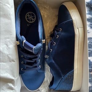 Medium blue satin sneakers